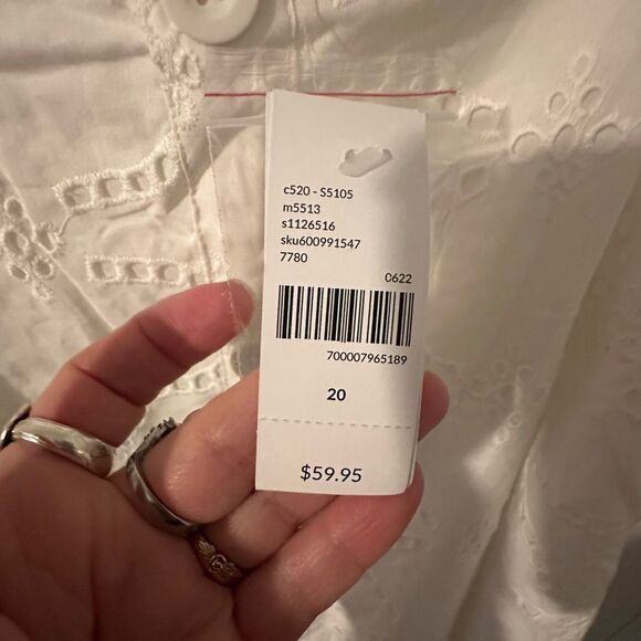 NWT Lane Bryant White Eyelet Top Plus Size 20 - Picture 5 of 7